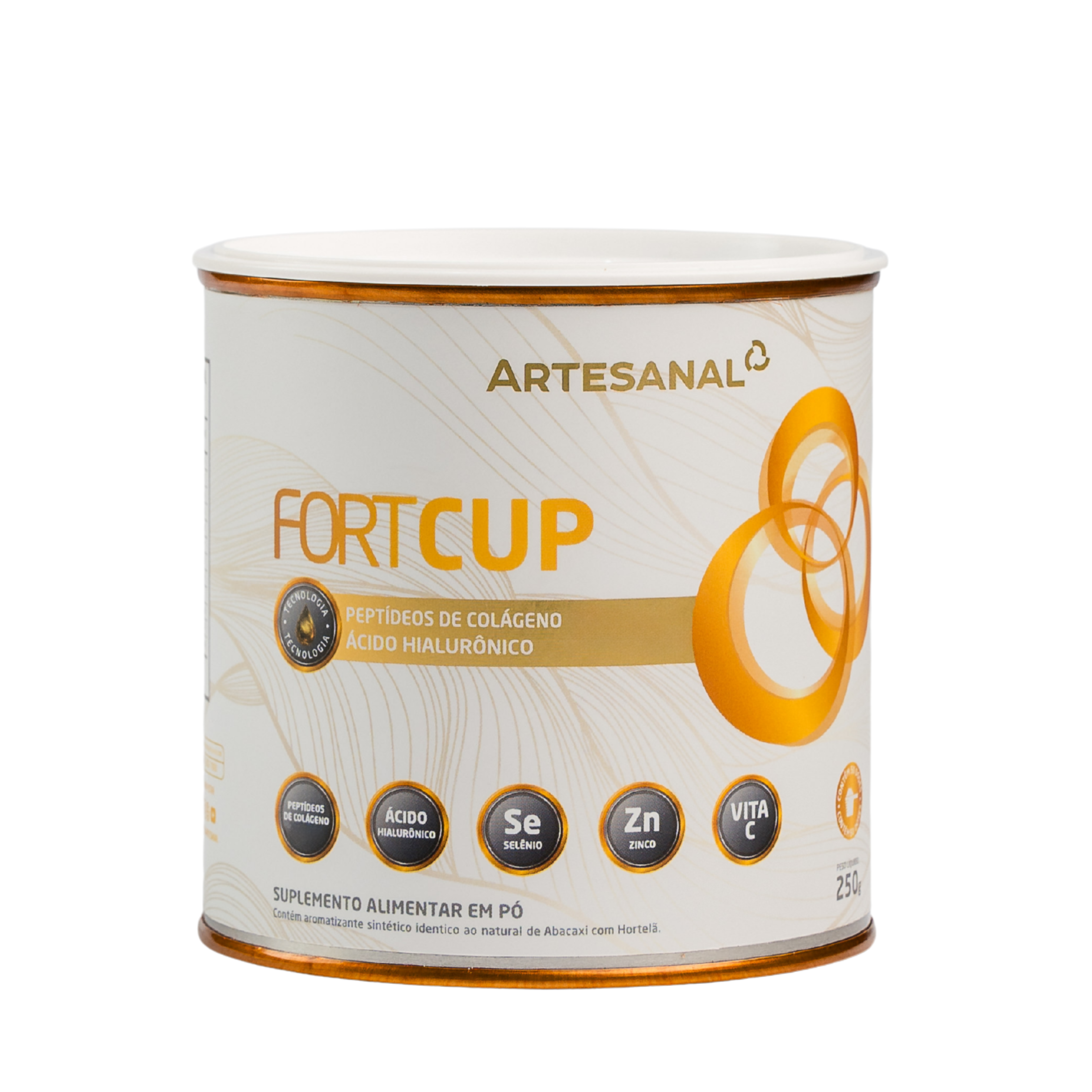 Colágeno FortCup + Ácido Hialurônico Fortcup 250g Sabor Abacaxi