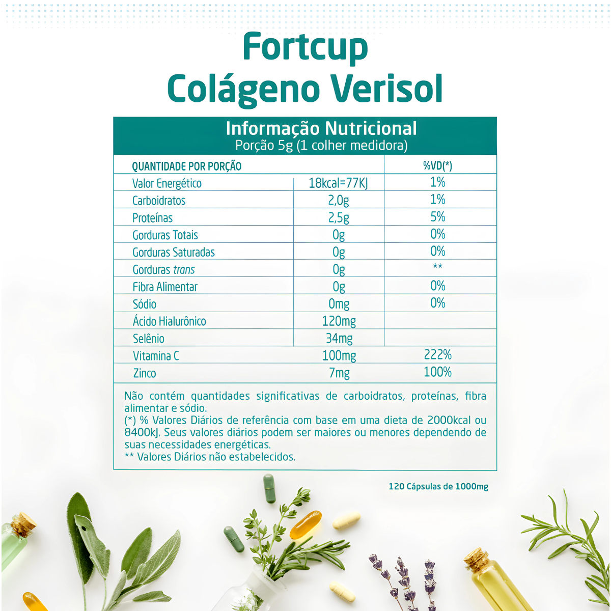Colágeno Verisol + Ácido Hialurônico Fortcup 250g Sabor Abacaxi Com Hortelã - HEALTHLINE | Suplementos e Nutracêuticos