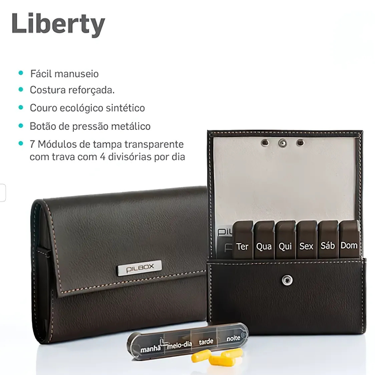 Porta Comprimidos Pilbox® Liberty - Tamanho Médio Chocolate
