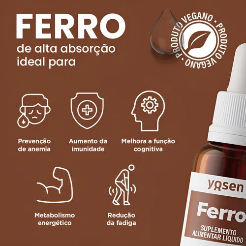 Ferro Ydrosolv Líquido Yosen Em Gotas 30ml - Sabor Framboesa