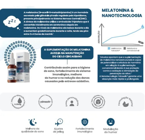 Melatonina Yosen Pura Concentrada Gotas Alta Absorção 30ml - Sem Sabor