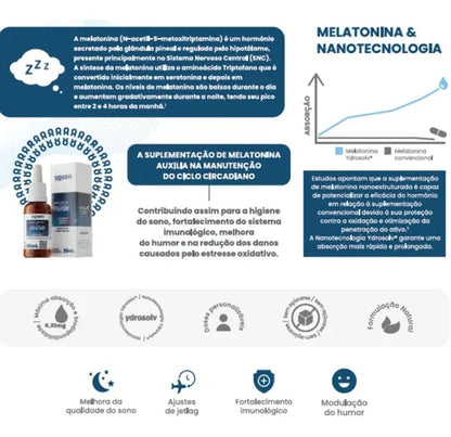 Melatonina Yosen Pura Concentrada Gotas Alta Absorção 30ml - Sem Sabor