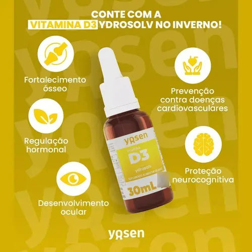 Vitamina D3 Líquida Alta Absorção Yosen 30ml Sistema Imune Sem Sabor