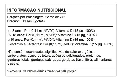 Vitamina D3 Líquida Alta Absorção Yosen 30ml Sistema Imune Sem Sabor