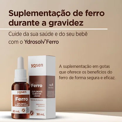 Ferro Ydrosolv Líquido Yosen Em Gotas 30ml - Sabor Framboesa