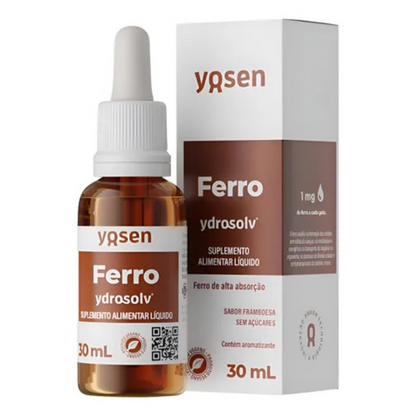 Ferro Ydrosolv Líquido Yosen Em Gotas 30ml - Sabor Framboesa