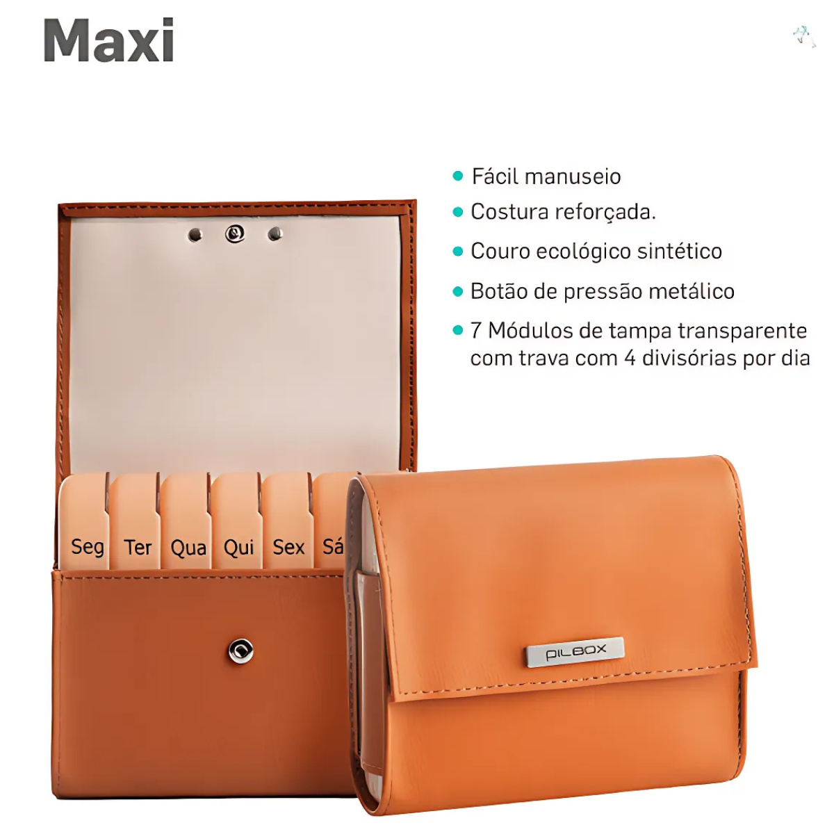 Porta Comprimidos Maxi - Tamanho Grande Castanho