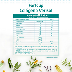 Colágeno Verisol + Ácido Hialurônico Fortcup 250g Sabor Abacaxi Com Hortelã - HEALTHLINE | Suplementos e Nutracêuticos