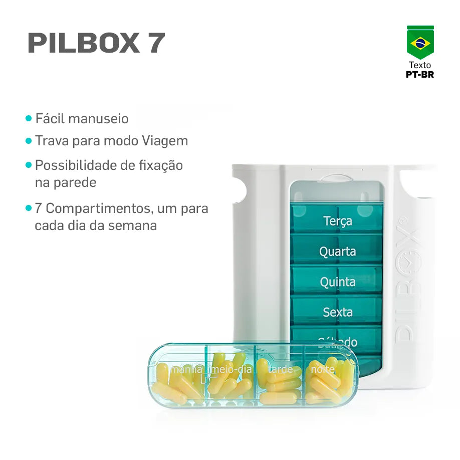 Porta Comprimidos Semanal Seven Pilbox - Pilbox 7 Compartimentos Grandes