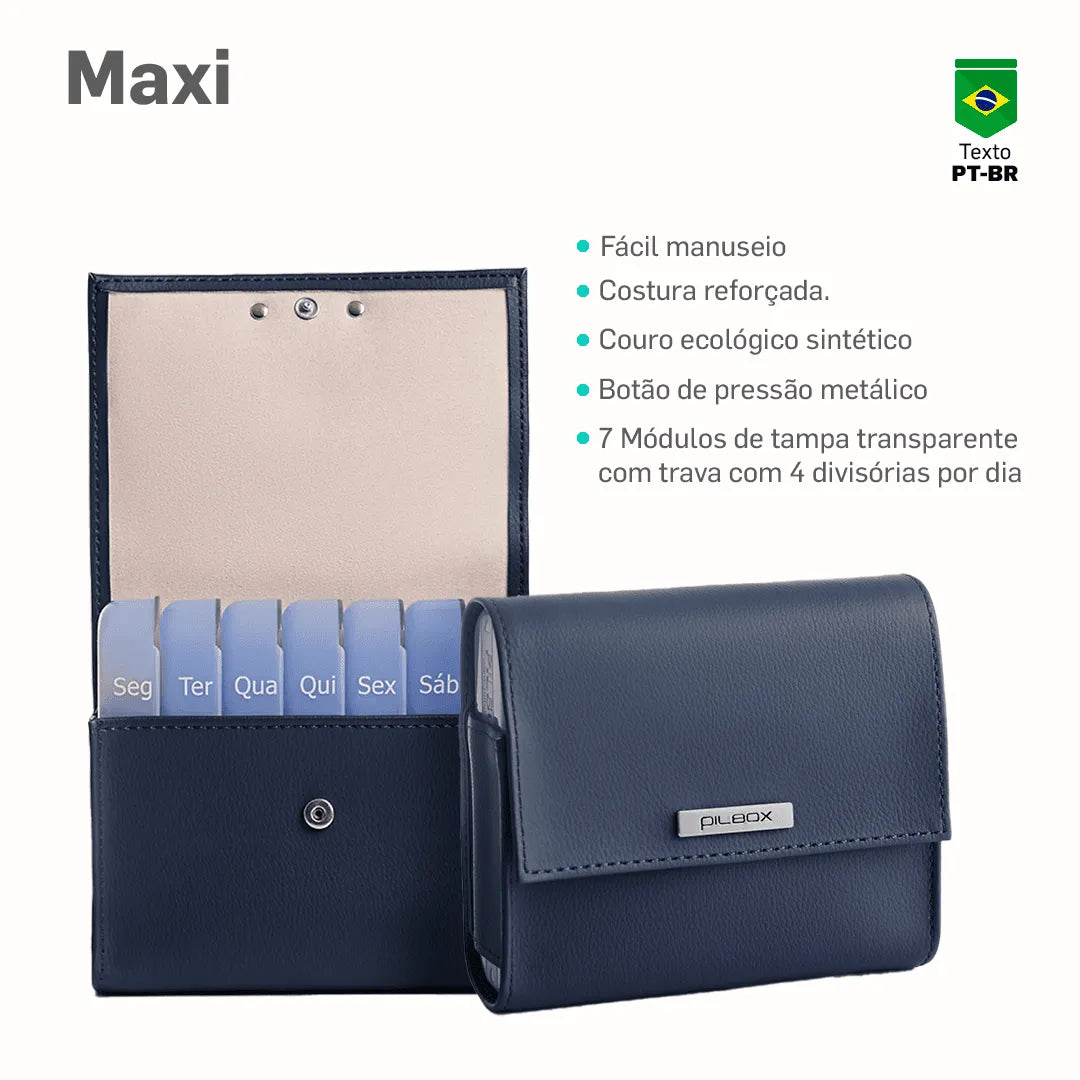 Porta Comprimidos Maxi - Tamanho Grande Azul Marinho