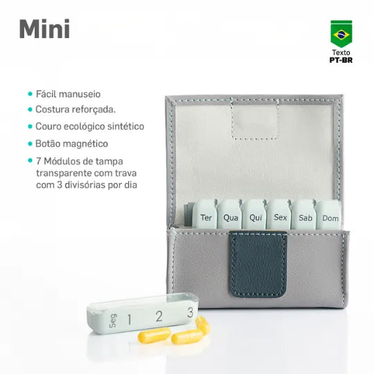 Porta Comprimidos PILBOX® Mini - Cor Cinza