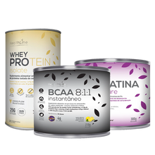 Carregar imagem no visualizador da galeria, KIT GANHO DE MASSA (Whey Protein + BCAA + Creatina) - HEALTHLINE | Suplementos e Nutracêuticos
