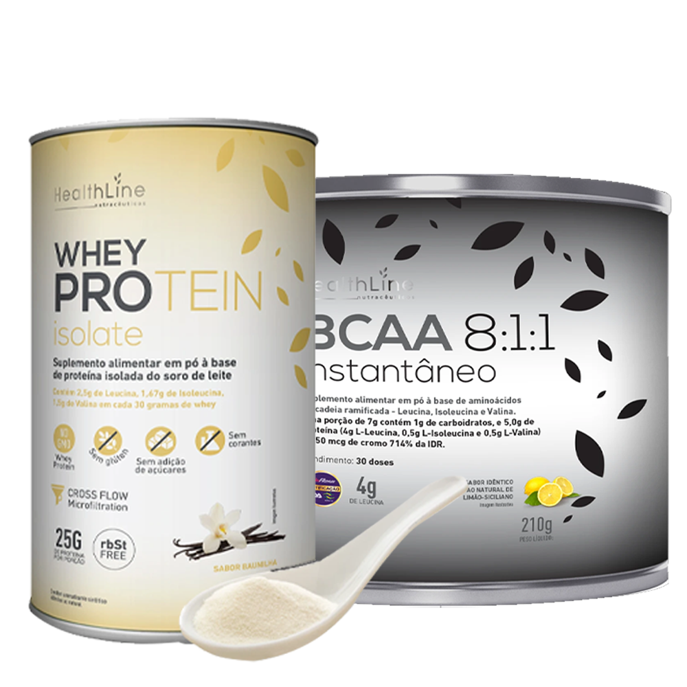 KIT 1 - BCAA + WHEY PROTEIN - HEALTHLINE | Suplementos e Nutracêuticos